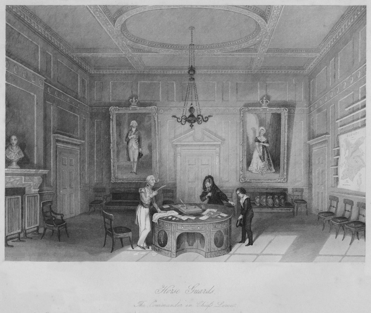 Jízdní stráže. The Commander in Chiefs Levee, c1841 od T Turnbull