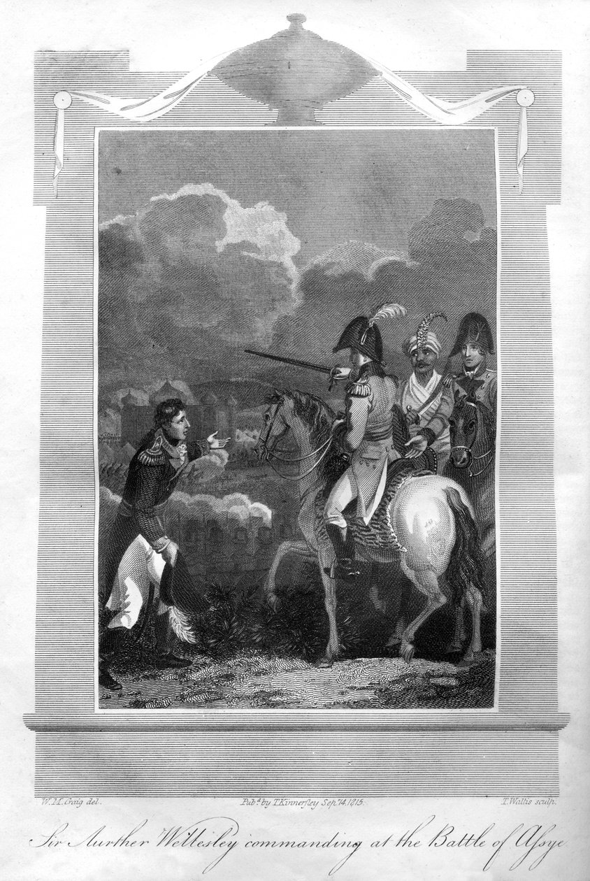Vévoda z Wellingtonu velící v bitvě u Assaye, 1816. od T. Wallis
