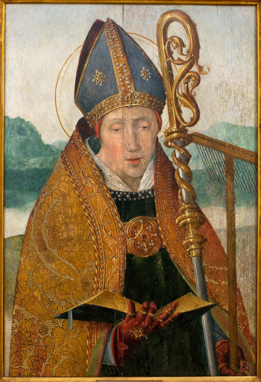 Saint Blaise - Obraz z dílny bratra Carlose (vlámský malíř činný mezi 1517 a 1544), olej na dřevě, cca 1530 (St Blaise, z dílny mnicha Carlose (činný mezi 1517-1544), olej na panelu, cca 1530 ) – Musee d