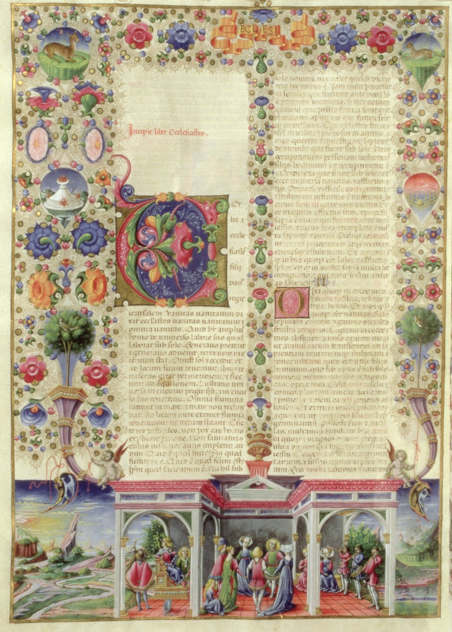 Lat 422 VolI fol.280v Začátek knihy Kazatel, z Bible Borso dEste, c.1455-61 od Taddeo Crivelli