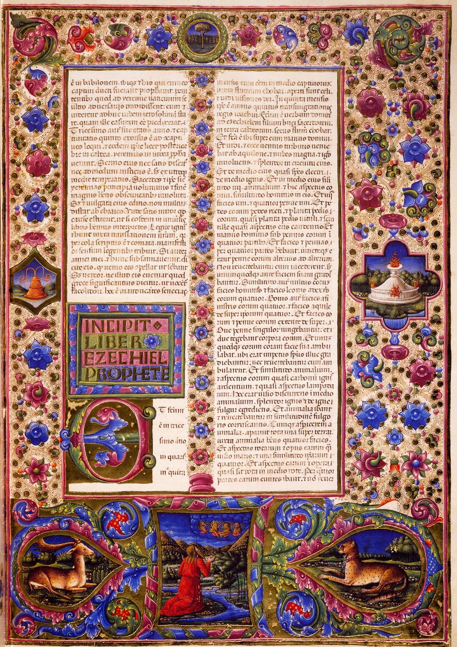 Incipit z Knihy Ezechiel, z II. dílu Bible z Borso d