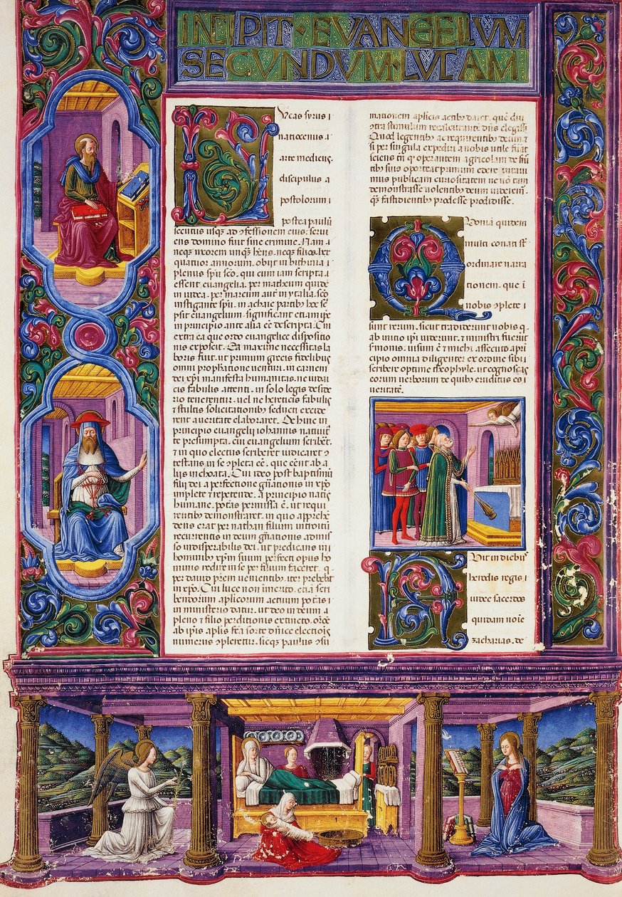 Incipit z evangelia podle Lukáše, z II. dílu Bible z Borso d