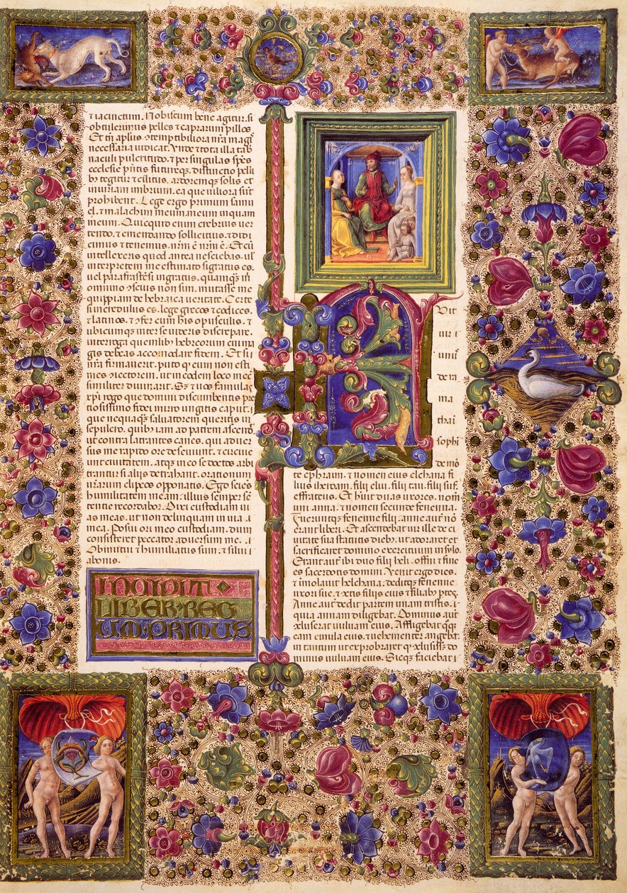 Incipit z první knihy Samuelovy, z I. dílu Bible z Borso d