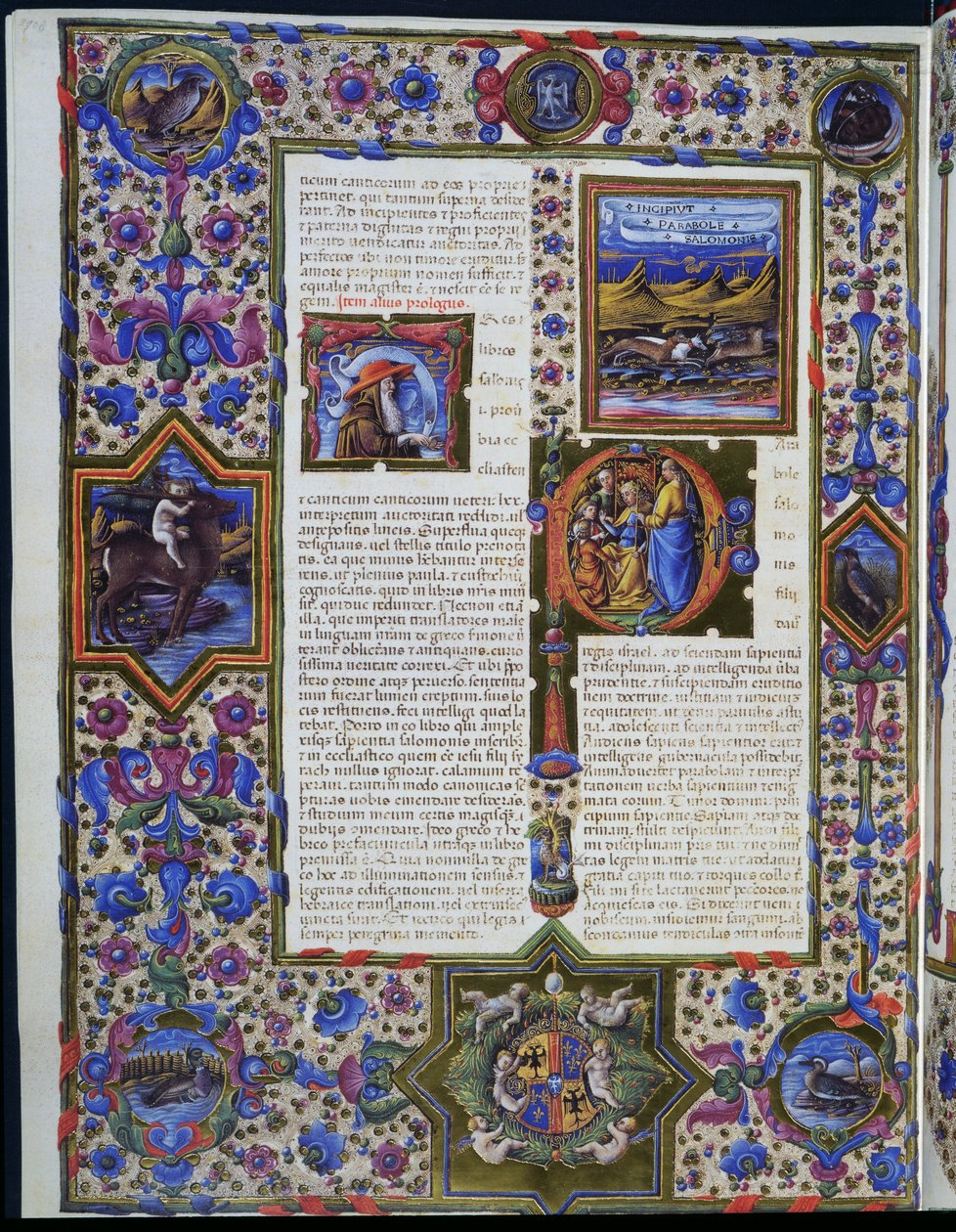 Incipit podobenství o Šalamounovi, z prvního dílu Bible Borso d