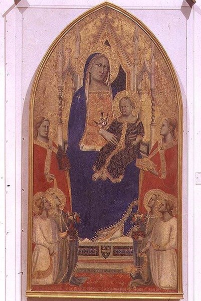 Madona s dítětem na trůně a SS. Maří Magdalénou, Kateřinou Alexandrijskou a anděly od Taddeo Gaddi