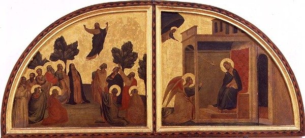 Nanebevstoupení a Zvěstování, luneta (tempera na desce) od Taddeo Gaddi