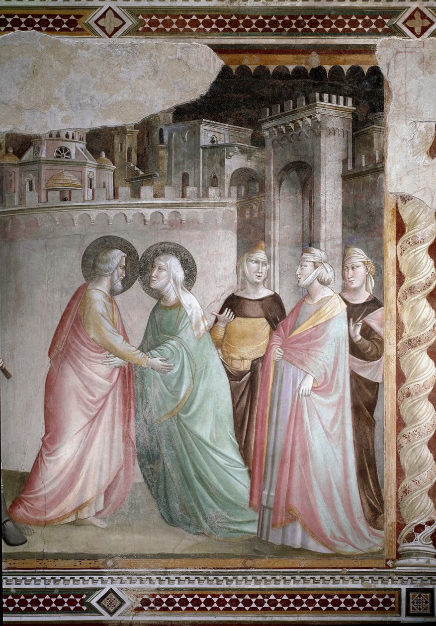 Setkání Anny a Joachima u Doree Door (detail) - freska, kolem roku 1327 od Taddeo Gaddi