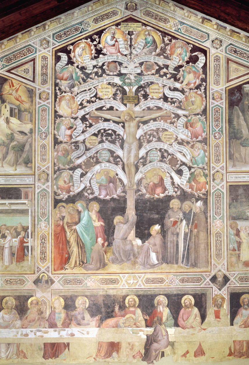 Strom života a Poslední večeře, 1360 detail fresky z 85020 od Taddeo Gaddi