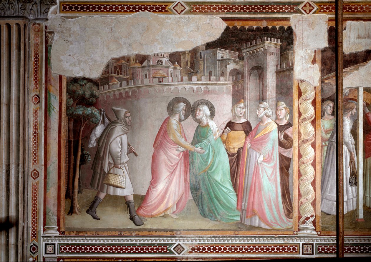Život Panny Marie: setkání Joachima a Anny u zlaté brány (freska, kolem 1327) od Taddeo Gaddi