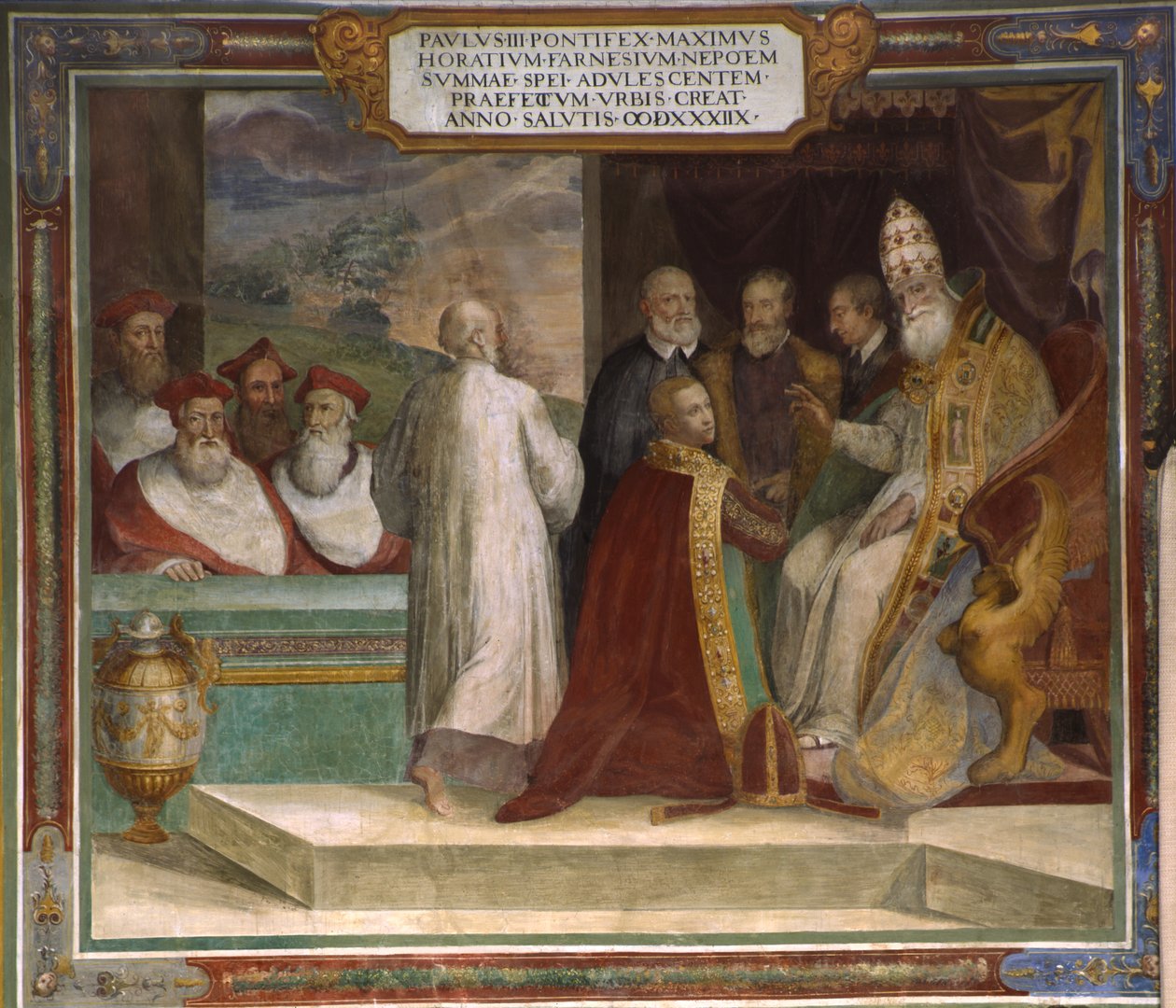 Papež Pavel III požehnal svému synovci Horace Farnese od Taddeo Zuccari