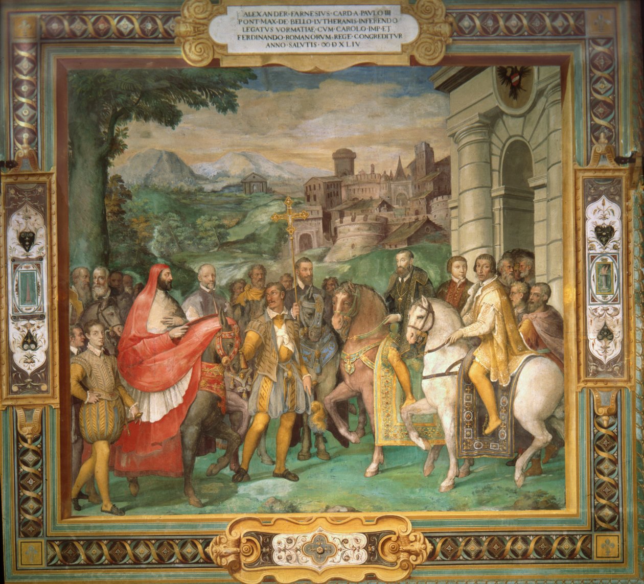 Setkání císaře Svaté říše římské Karla V. a Alessandra Farnese v roce 1544 od Taddeo Zuccari