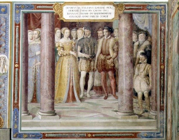 Sňatek Orazio Farnese a Diany, dcery francouzského Jindřicha II. (1519-59) z 