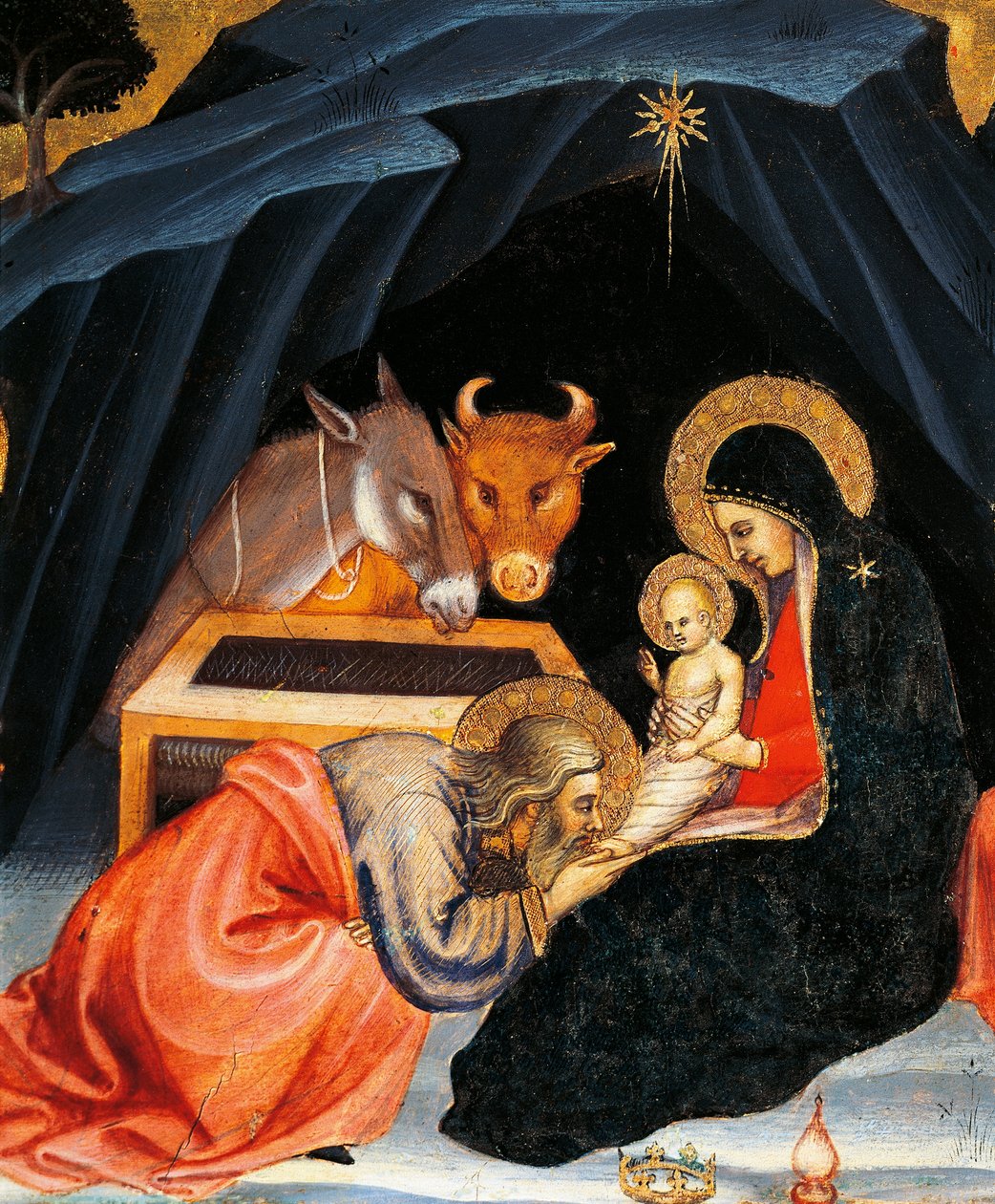 Klanění tří králů (detail) od Taddeo di Bartolo