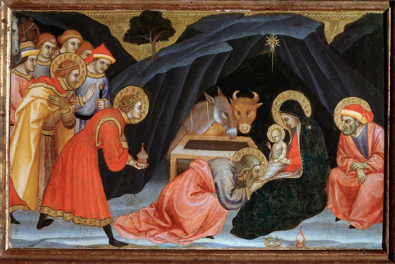 Klanění tří králů - 1405, tempera na dřevě od Taddeo di Bartolo