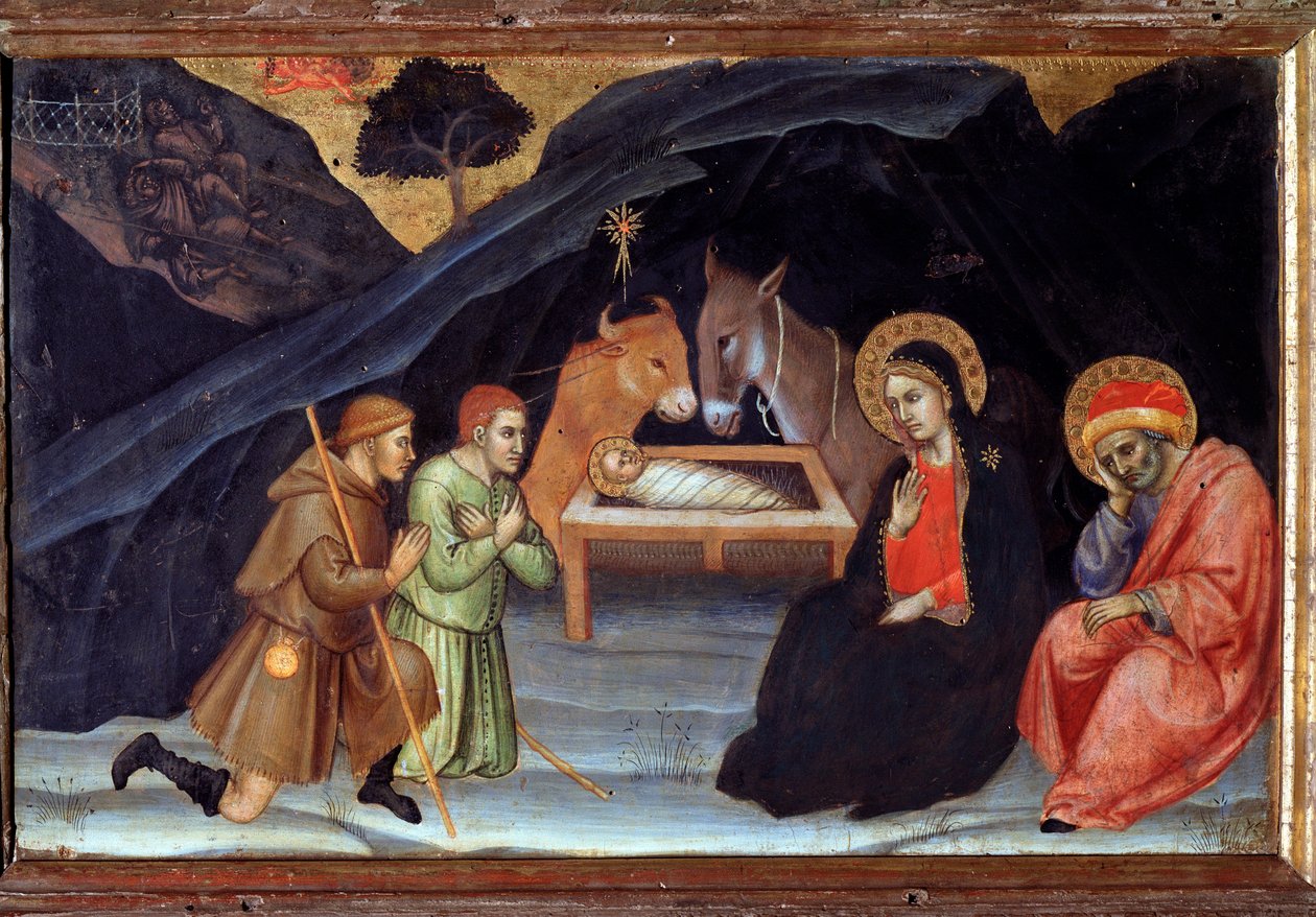 Klanění pastýřů - tempera na dřevě od Taddeo di Bartolo