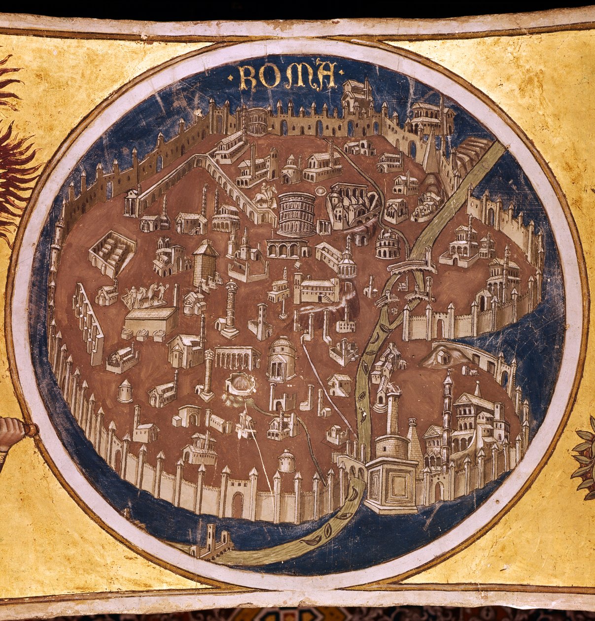 Perspektivní mapa Říma s památkami starověku, 1414 od Taddeo di Bartolo