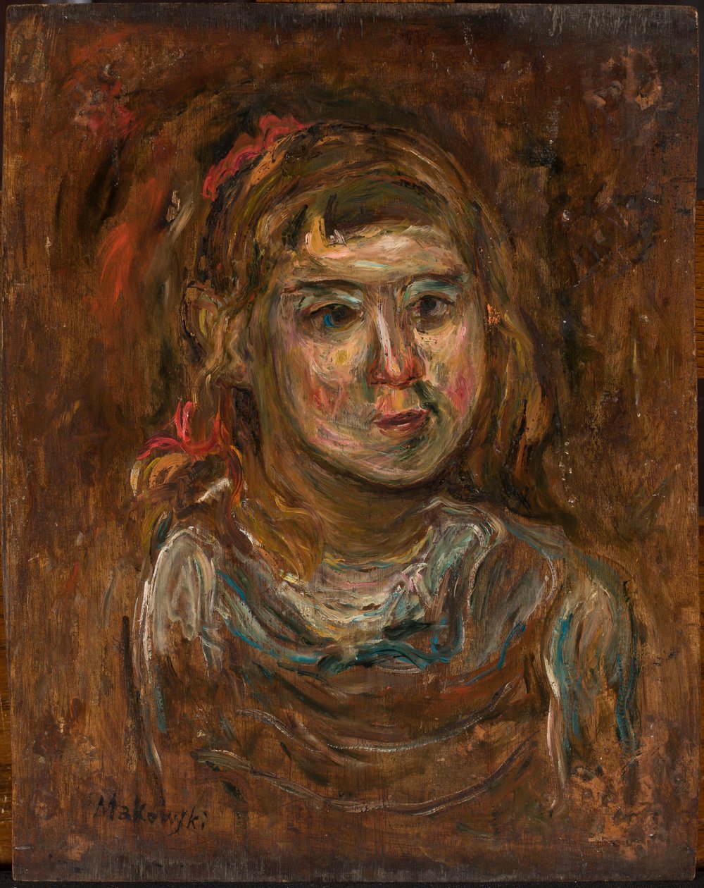Dívka s červenou stuhou od Tadeusz Makowski