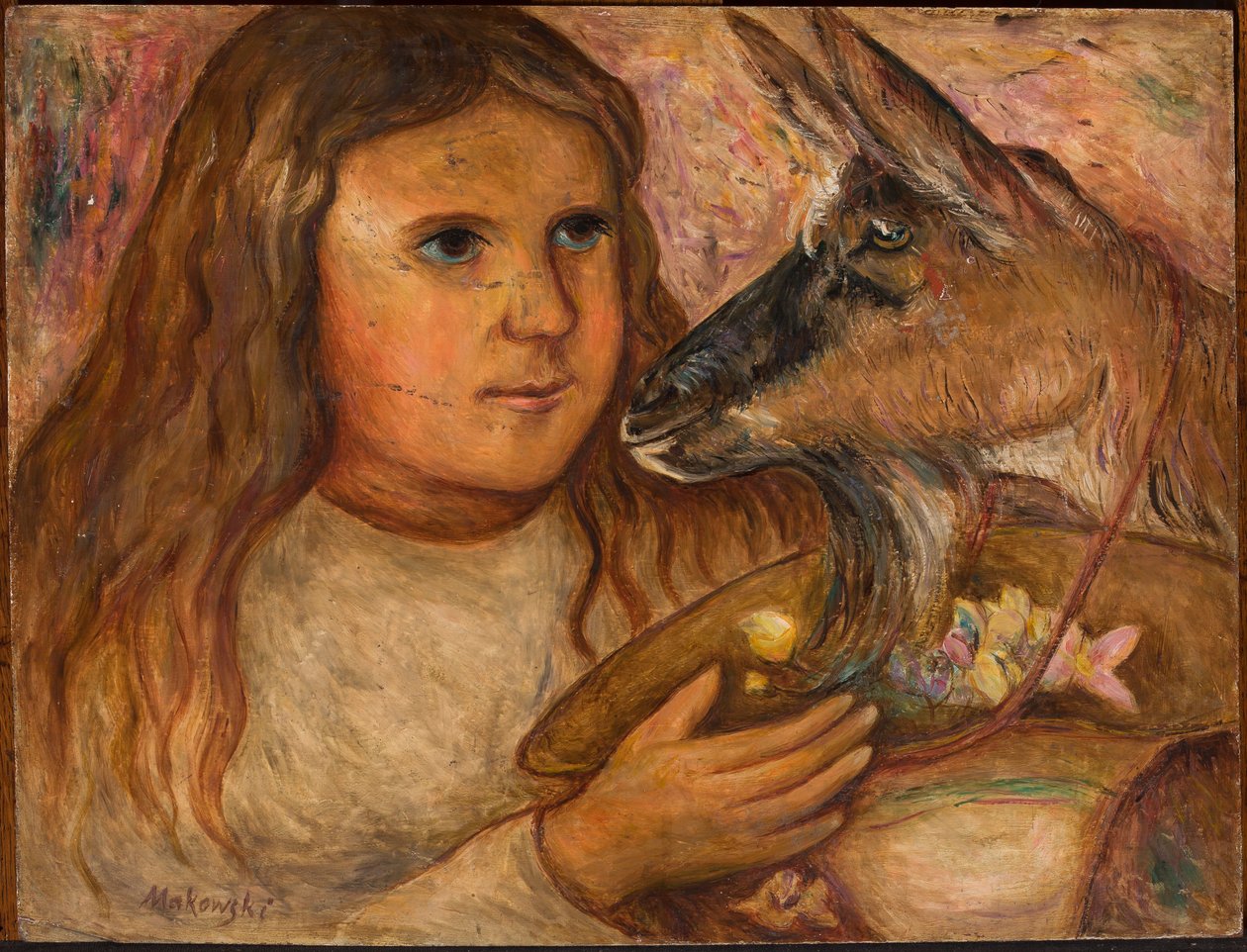 Holčička s kozou od Tadeusz Makowski