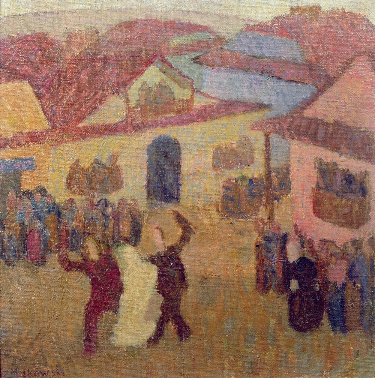 Židovská svatba ve městě (olej na plátně na palubě) od Tadeusz Makowski