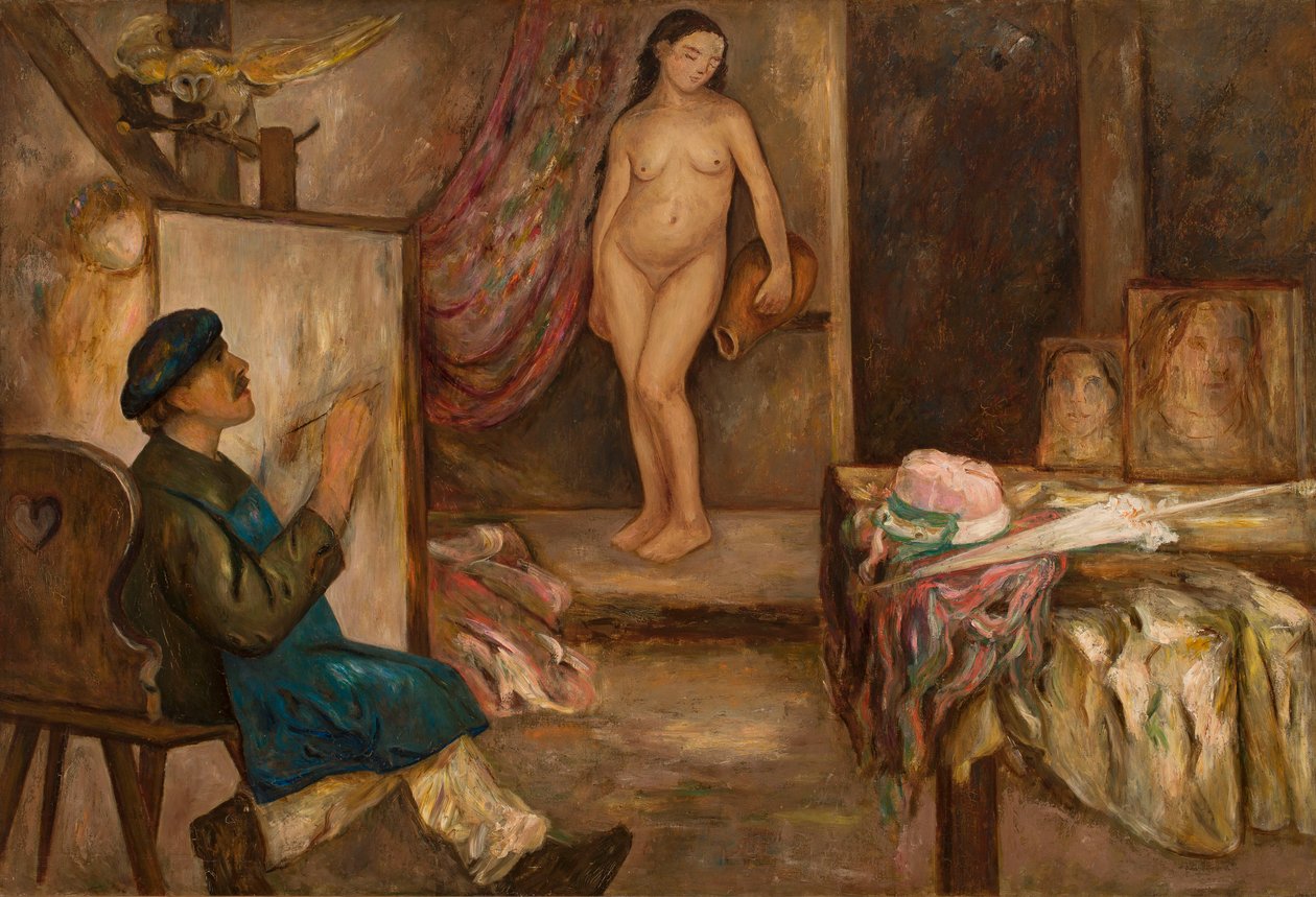 Malíř a modelka od Tadeusz Makowski