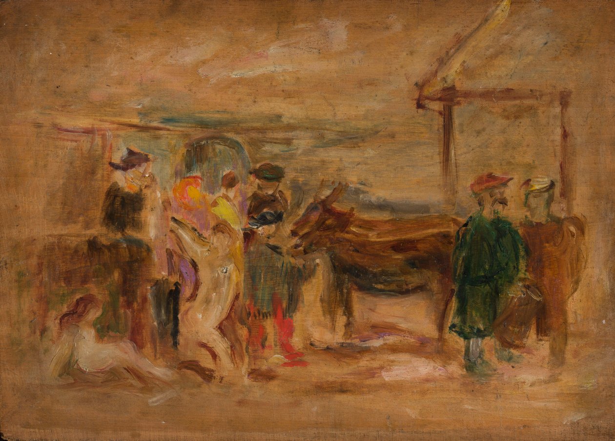 Figurální scéna s osly od Tadeusz Makowski