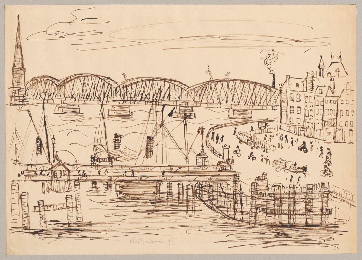 Pohled na Rotterdam od Tadeusz Makowski