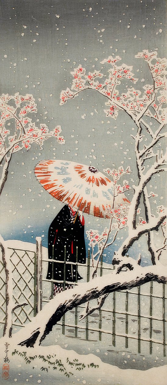 Švestka ve sněhu od Takahashi Hiroaki