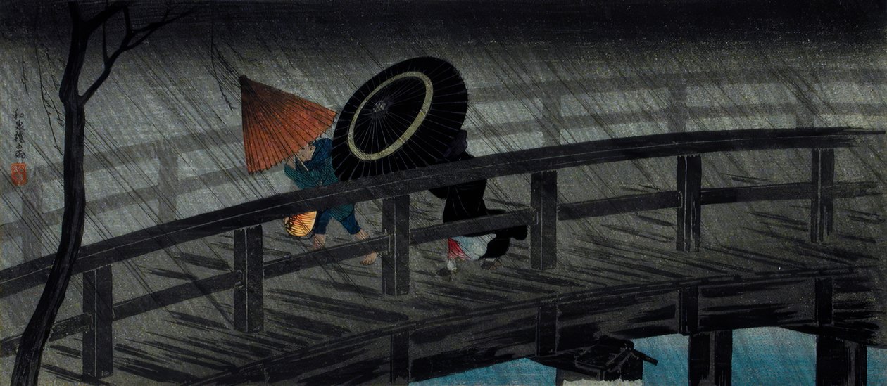 Déšť na mostě Izumi od Takahashi Hiroaki