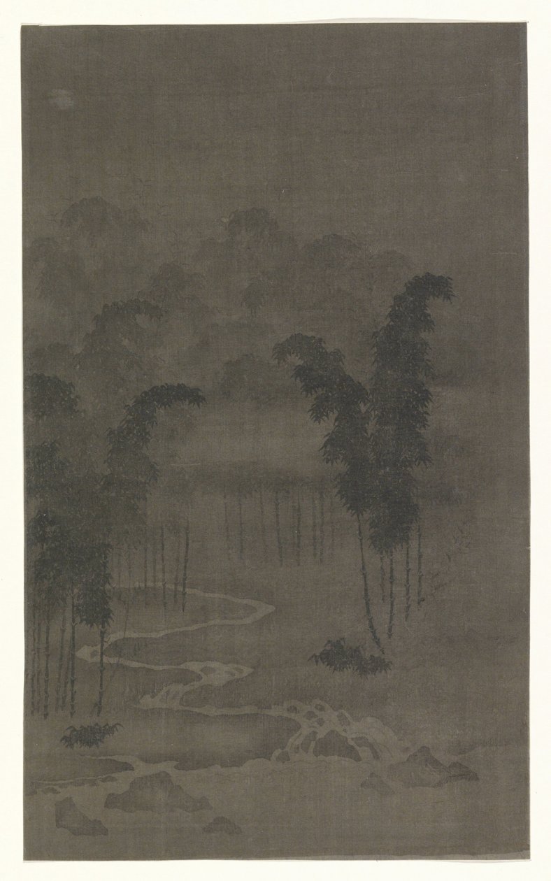 Bambusový les v noci od Tan Zhirui (attributed to)