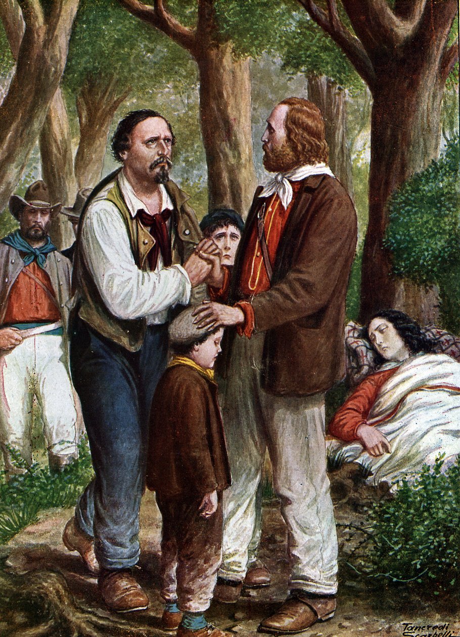 Risorgimento: Giuseppe Garibaldi Italský patriot (1807-1882) sbohem Angelo Brunetti dit Ciceruacchio a la mort d