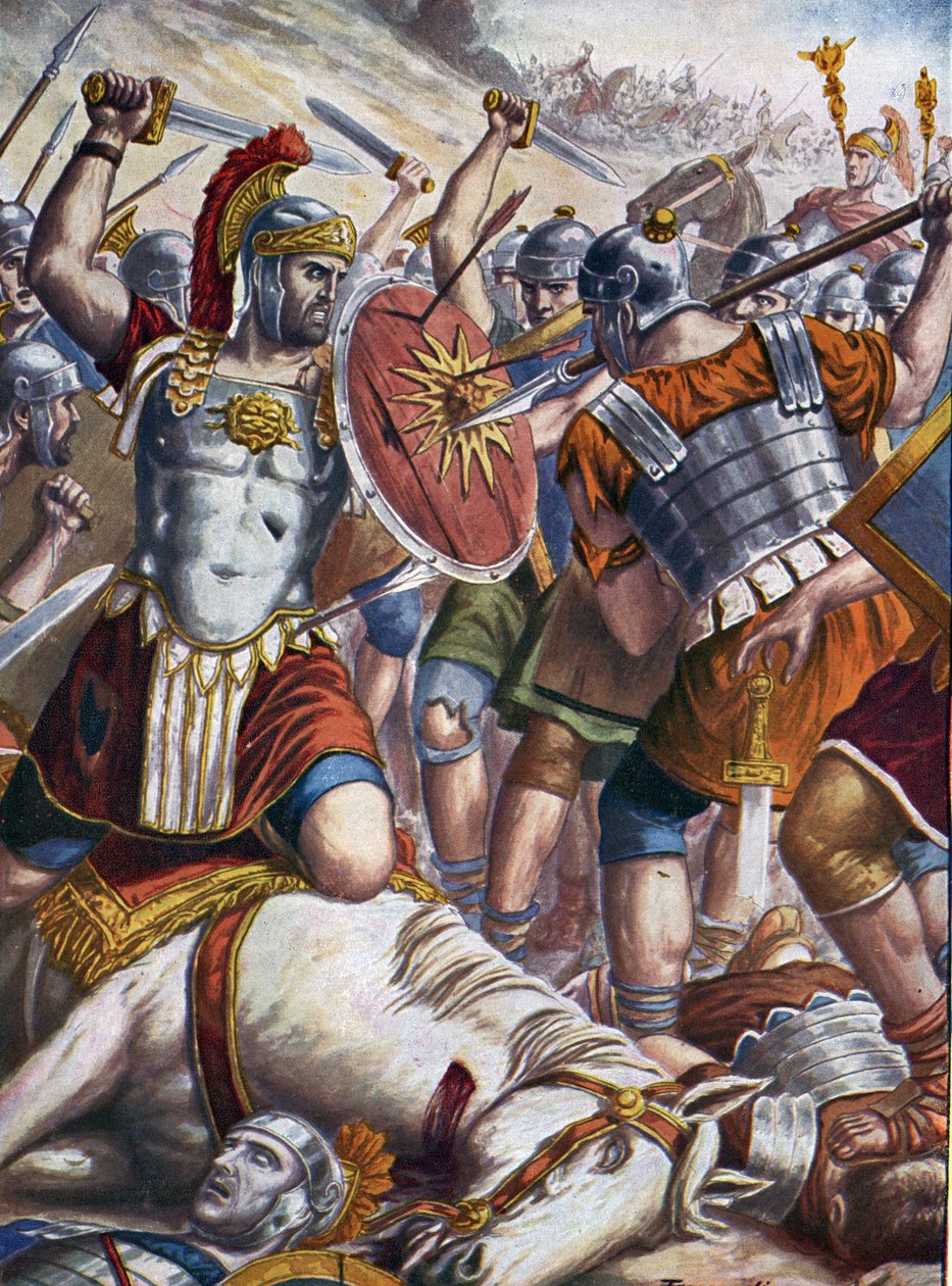 Římský starověk: Římský generál Lucullus (115-67 př.nl) dobyl Tigrane II a pontské a arménské armády a zmocnil se Tigranocerte (Tigranokert nebo Tigranocerta), kterou vyplenil, Arménie, 6. října 69 př.nl (Východní války: římský generál Lucullus během od Tancredi Scarpelli