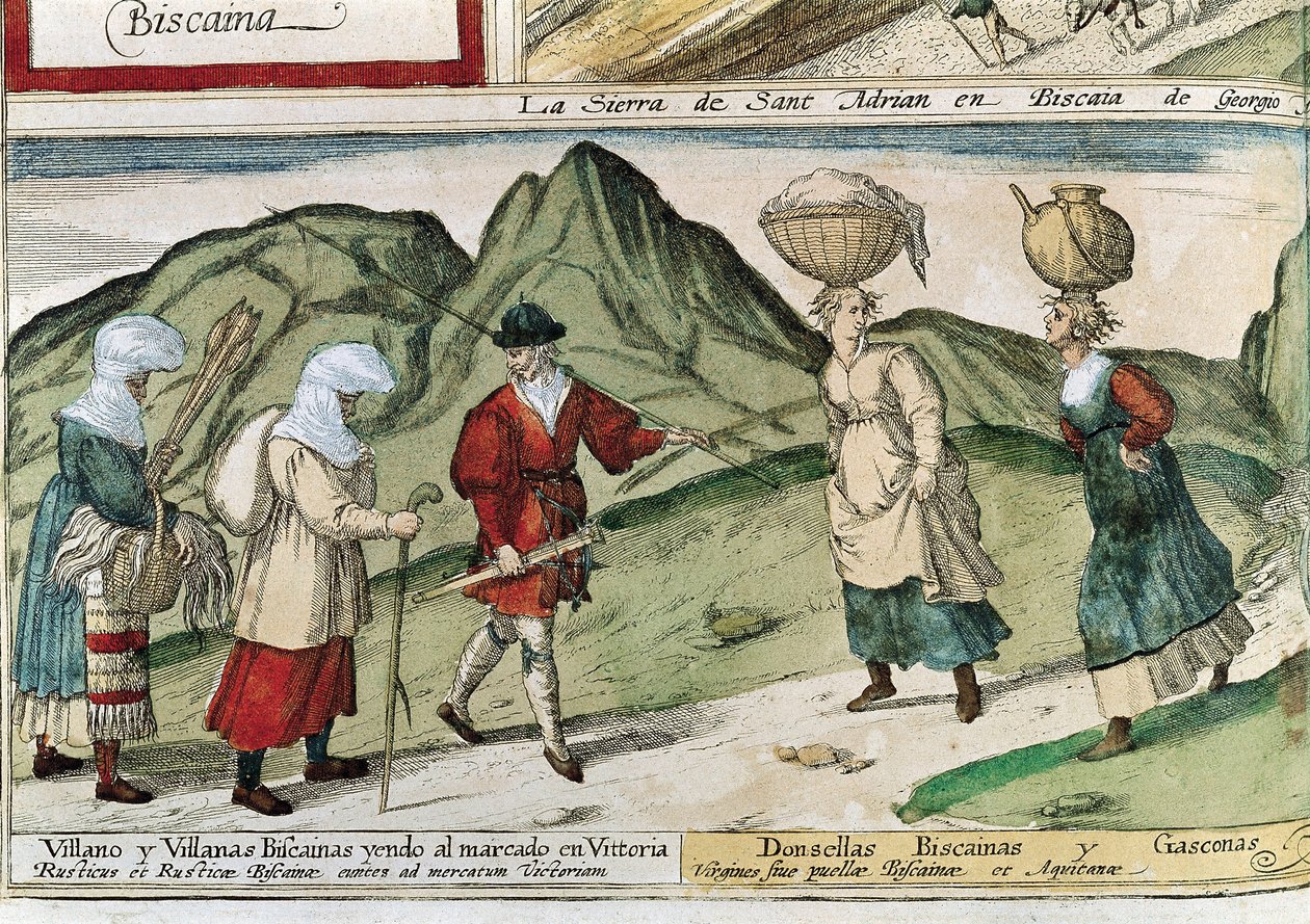 baskičtí rolníci. Rytina Franz HOGENBERG od T.and R. Annan and Sons