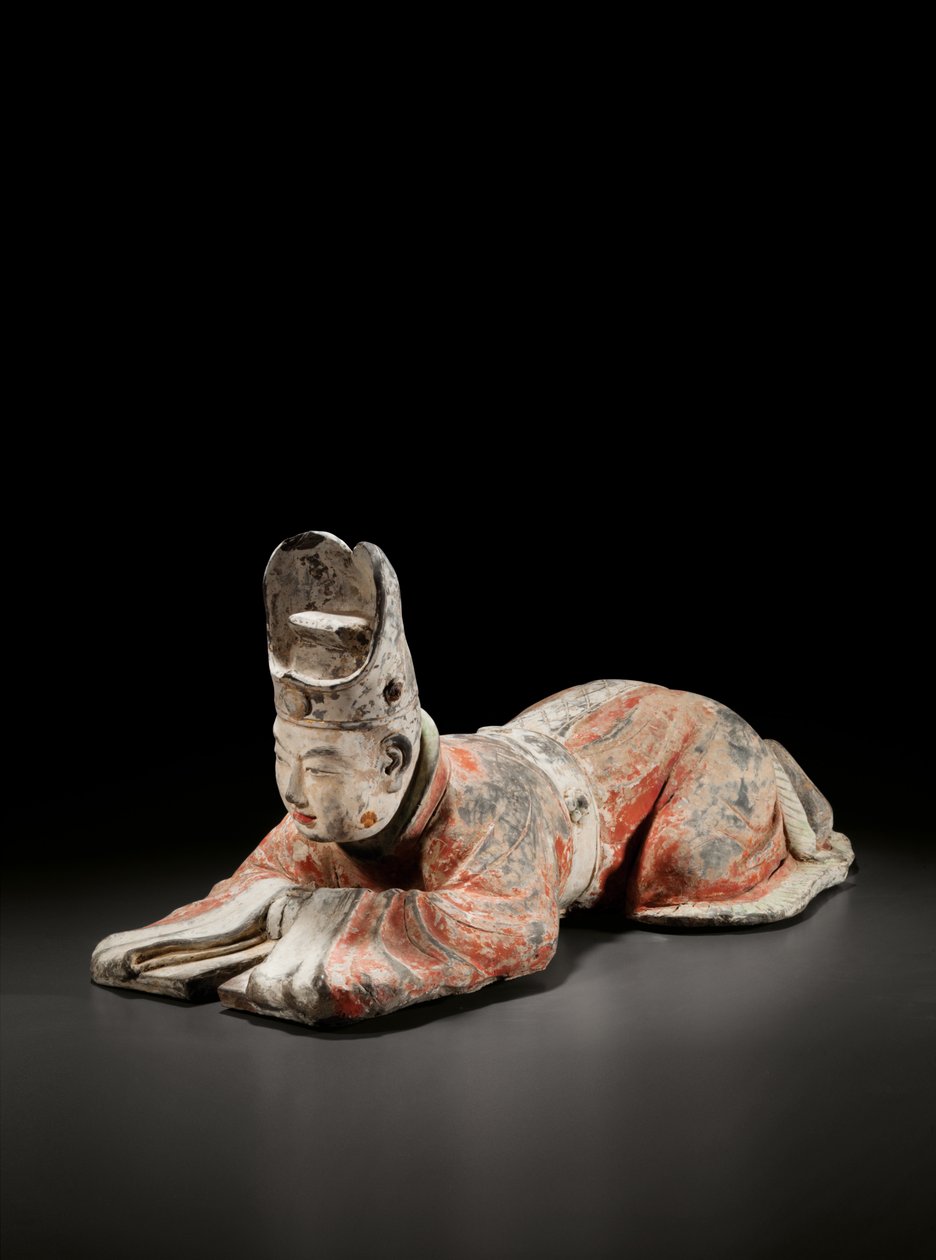 Soudní úředník Kowtowing, raná dynastie Tang, 7.–8. století (malovaná keramika) od Tang Dynasty Chinese School