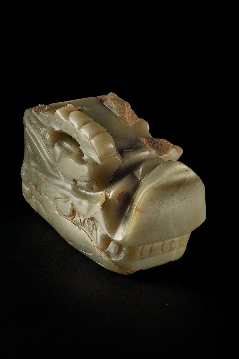 Junkunc Jade Dragon Head (nefrit) od Tang Dynasty Chinese School
