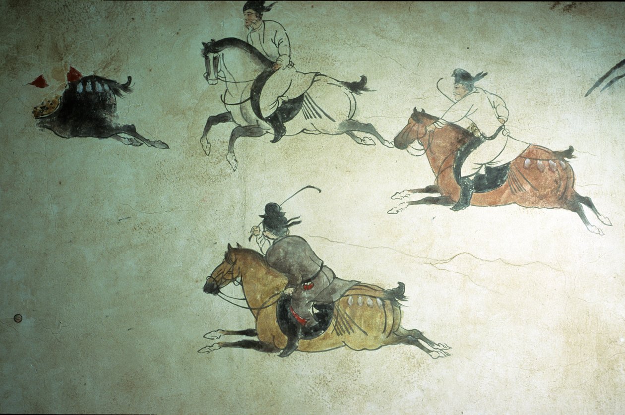 Hrobka korunního prince Zhanga, druhý rok Shenlong, dynastie Tang, 618-907 od Tang Dynasty Chinese School