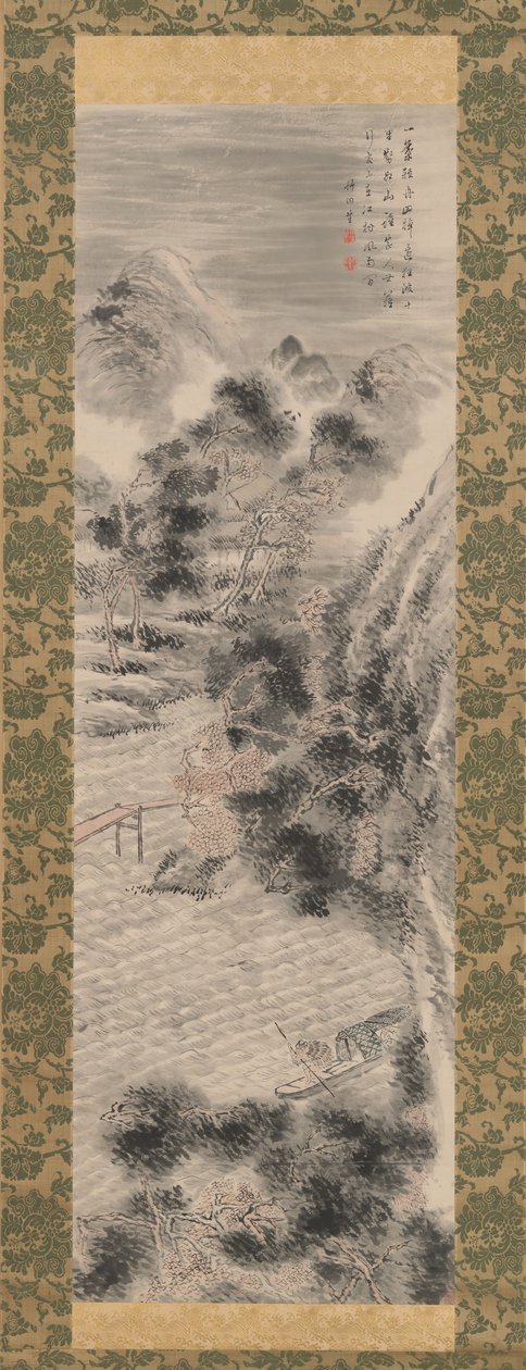 Dešťová bouře nad River Village, konec 18. a začátek 19. století. od Tanomura Chikuden