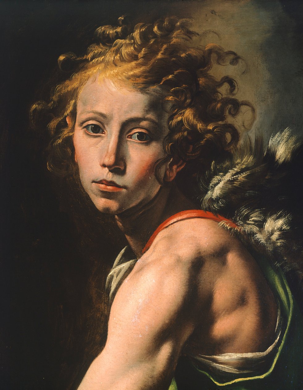 Postava Davida, detail od Davida s hlavou Goliáše, od Tanzia da Varallo (1575-1635) od Tanzio da Varallo