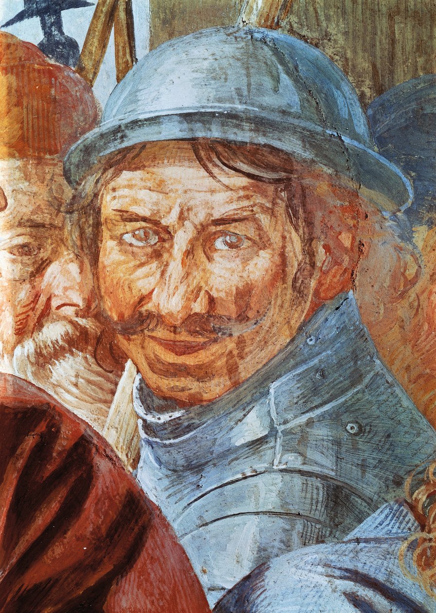 Hlava válečníka, detail z fresky, od Antonia d
