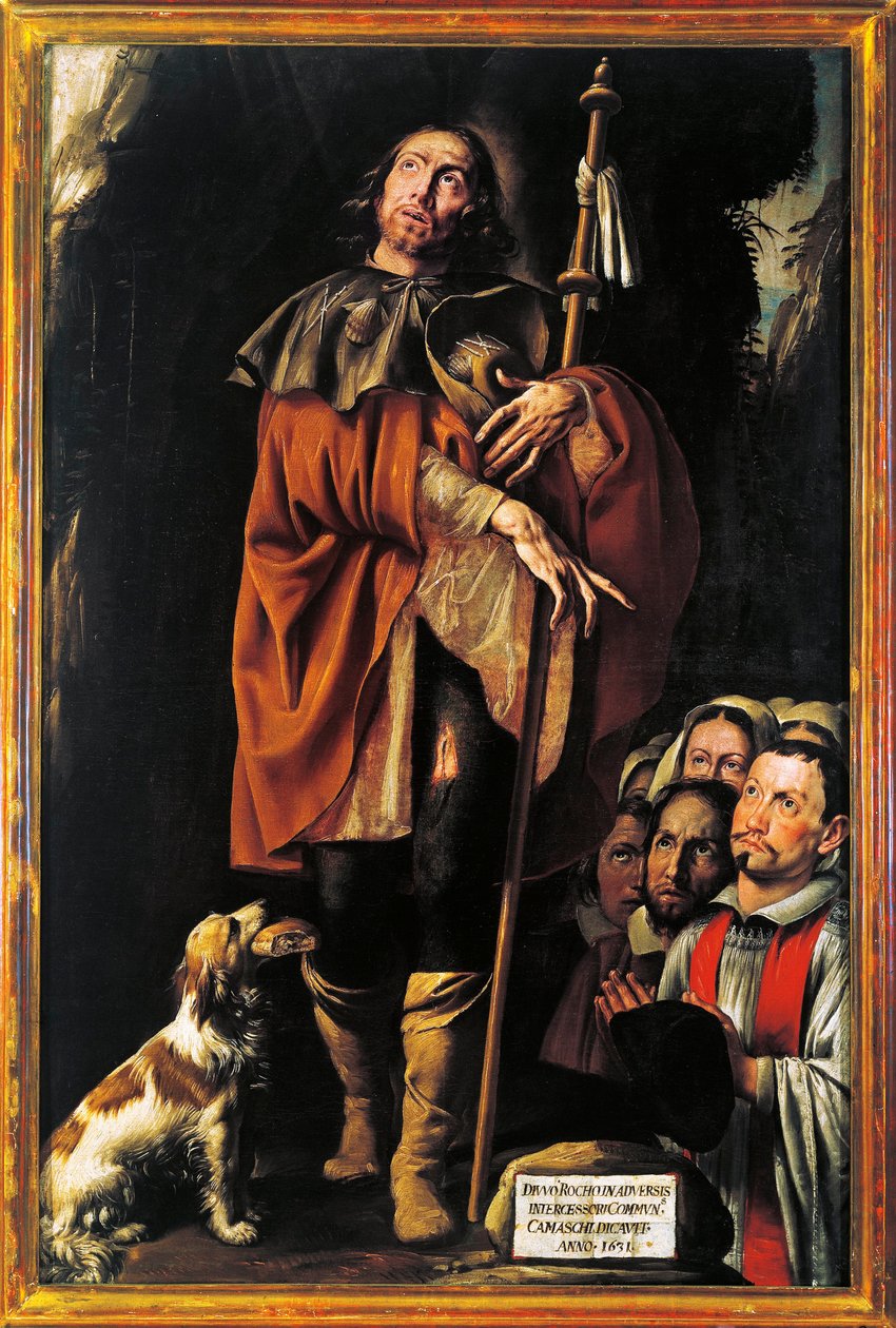 Itálie, Varallo, obraz svatého Rocha od Tanzio da Varallo