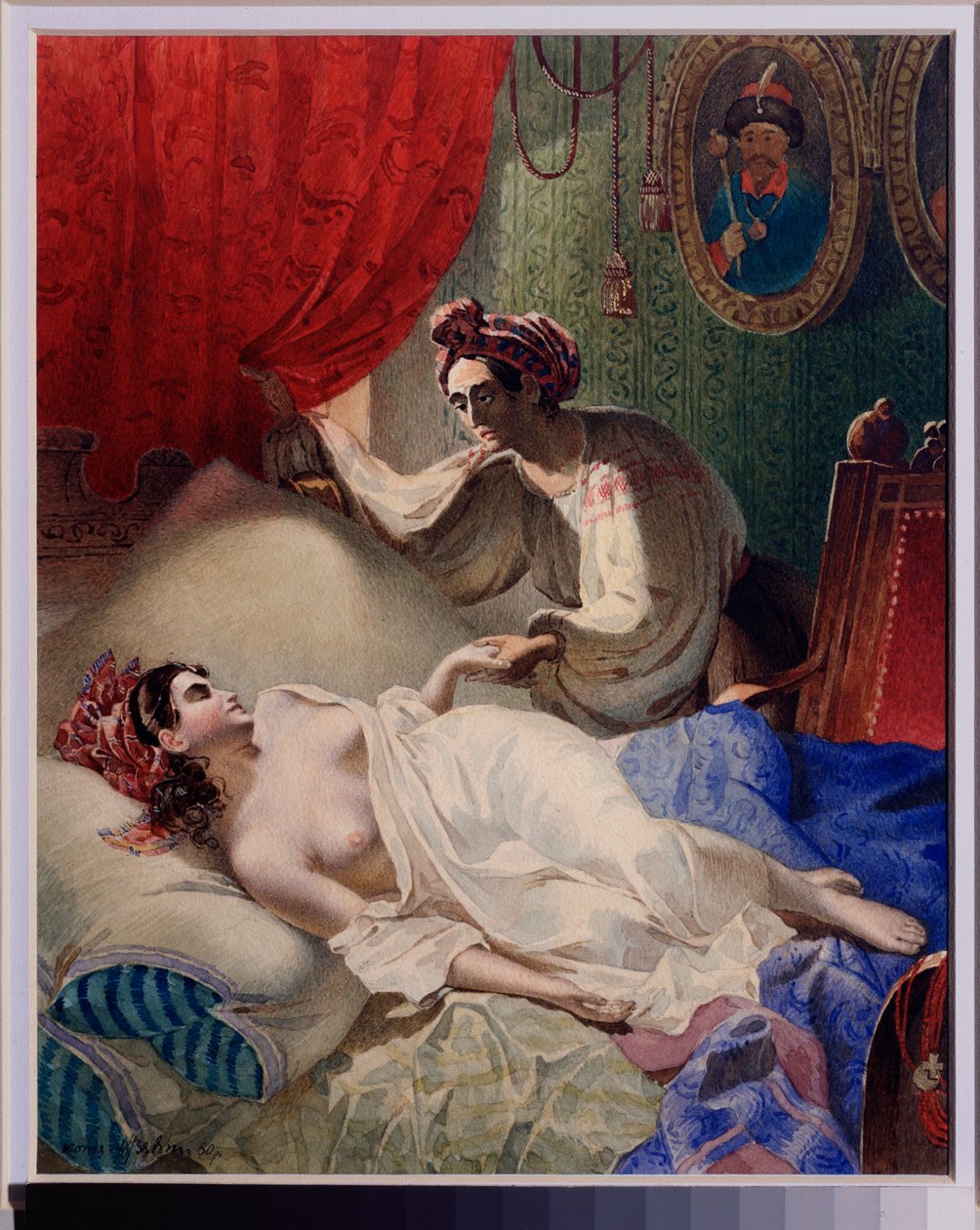 Ilustrace k básni ""Poltava""od Alexandra Puškina (1799-1837). Dílo Tarase Grigorjeviče Shevchenko (Shevchenko) (1814-1861), akvarel, inkoust a zlato na papíře od Taras Grigoryevich Shevchenko