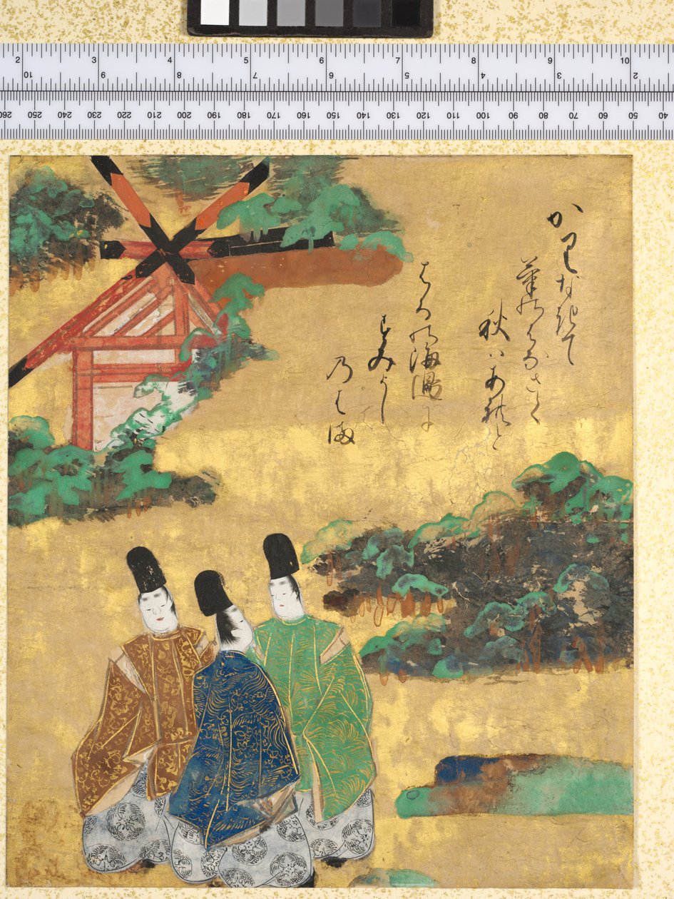 Pláž v Sumiyoshi, ilustrace z "The Tales of Ise", 1600-40 od Tawaraya Sotatsu