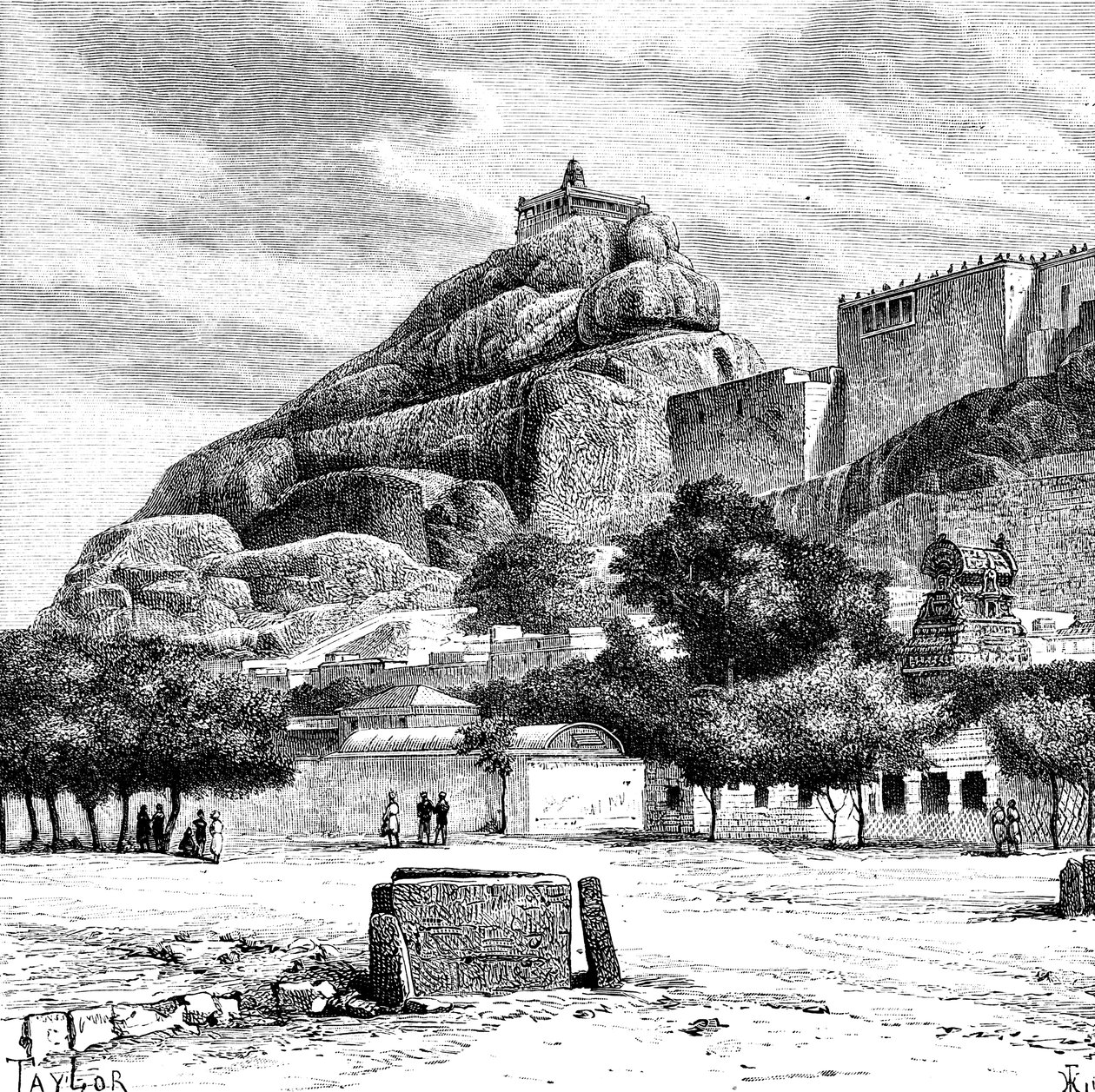 Chrám Rock Fort of Tiruchirapalli, Indie, 1895. od Taylor