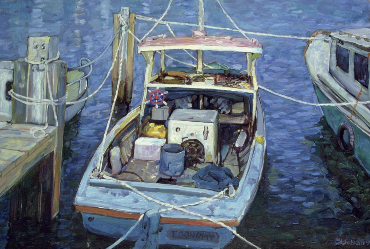 Old Fishing Launch at Wharf, 1988 od Ted Blackall