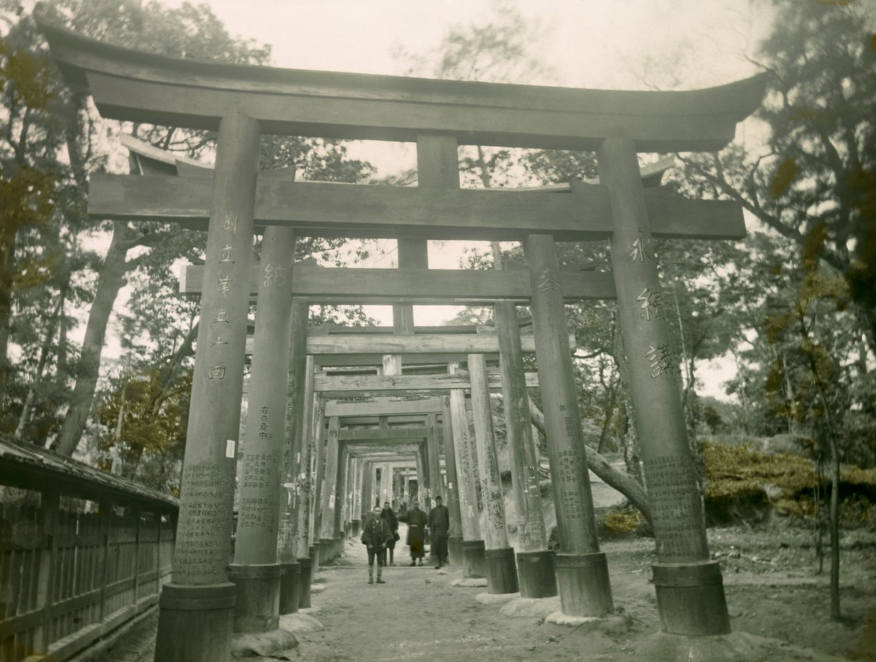 Torii ve svatyni Inari v Kjótu, asi 1900-1915 (fotografie) od Teijiro Takagi