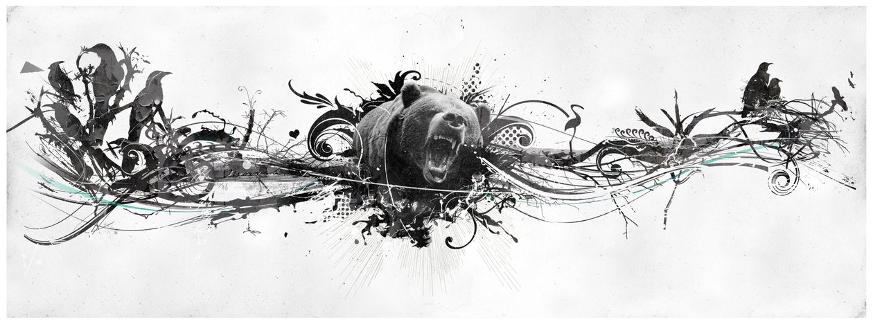 Bear Growl, 2014 (koláž na plátně) od Teis Albers
