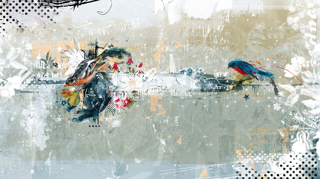 Birdalicious, 2014 (koláž na plátně) od Teis Albers