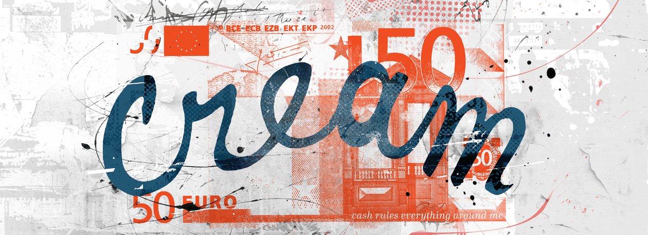 C.R.E.A.M., 2014 (kollaasi kankaalle) od Teis Albers