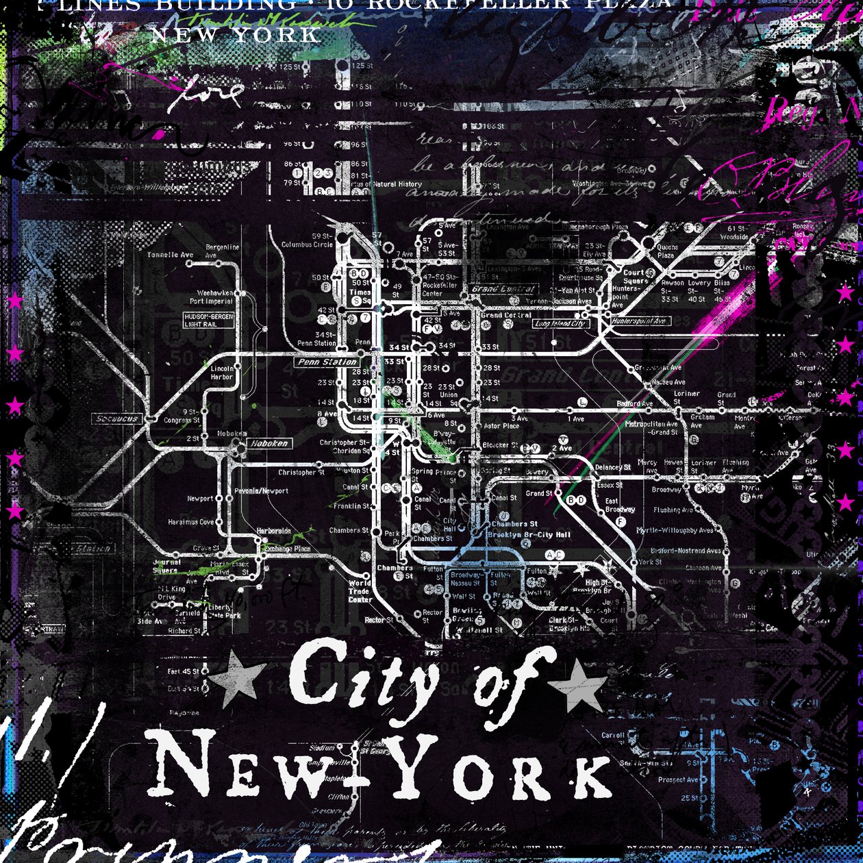 City of new york, 2014 (kombinovaná technika na plátně) od Teis Albers