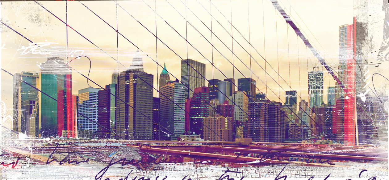 NYC Bridges, 2015 (koláž na plátně) od Teis Albers