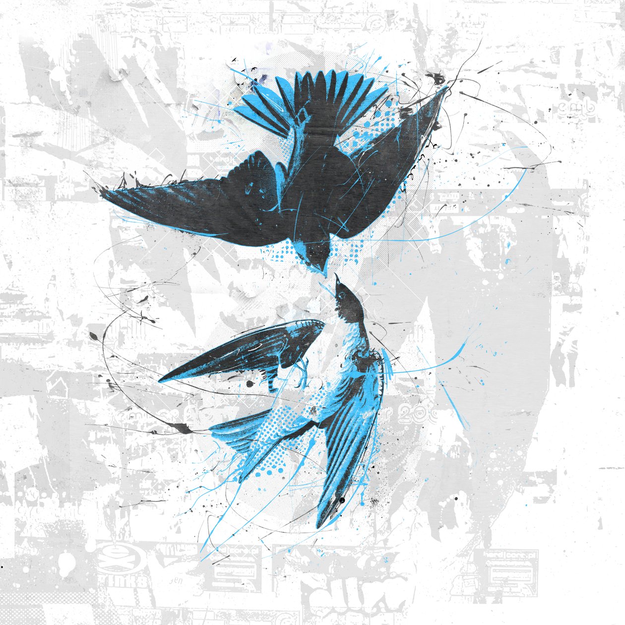 Spiraling Birds II, 2017 (koláž na plátně) od Teis Albers